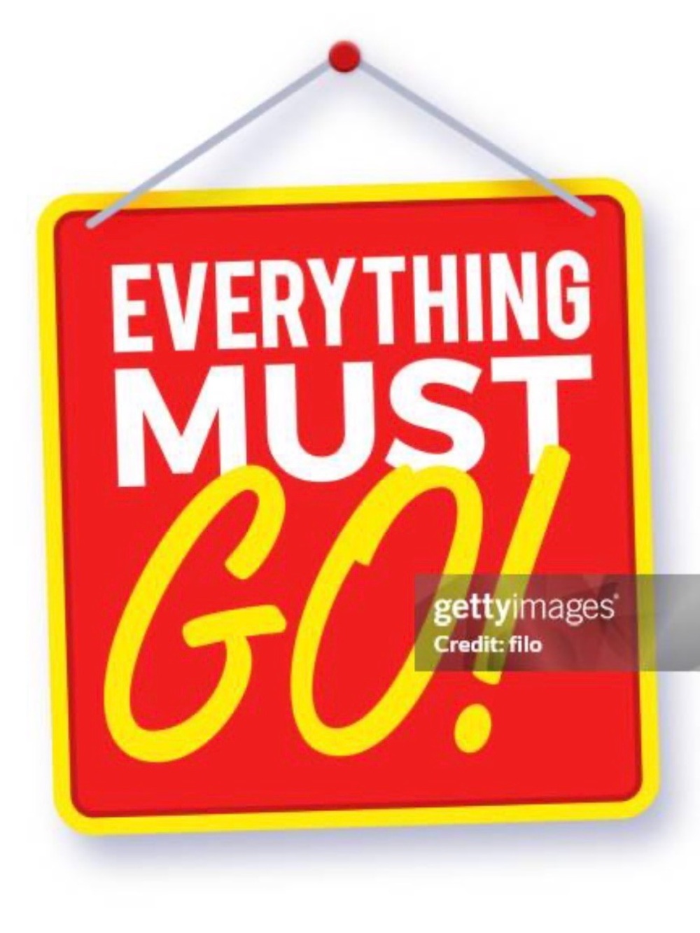 Everything Must Go Red & Yellow Wall Sign -